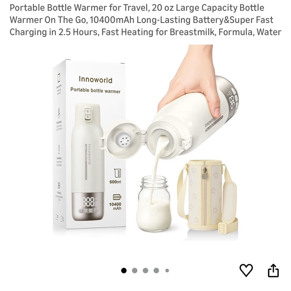 Portable Bottle Warmer, milk, water warmer - Travel-Friendly 600ml
